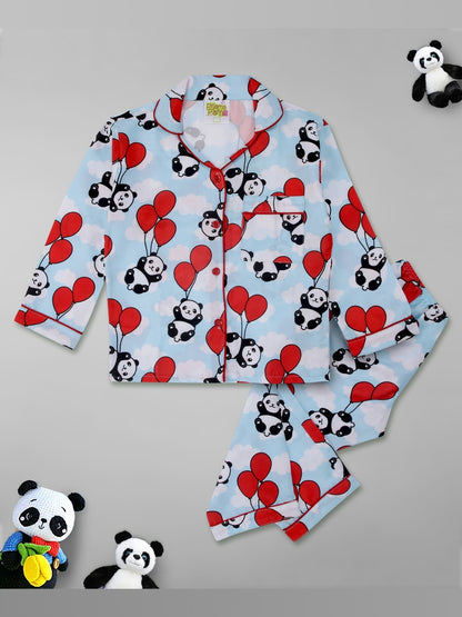 Happy Panda Kids Pj Set - Cotton Rayon Pj Set with Notched Collar