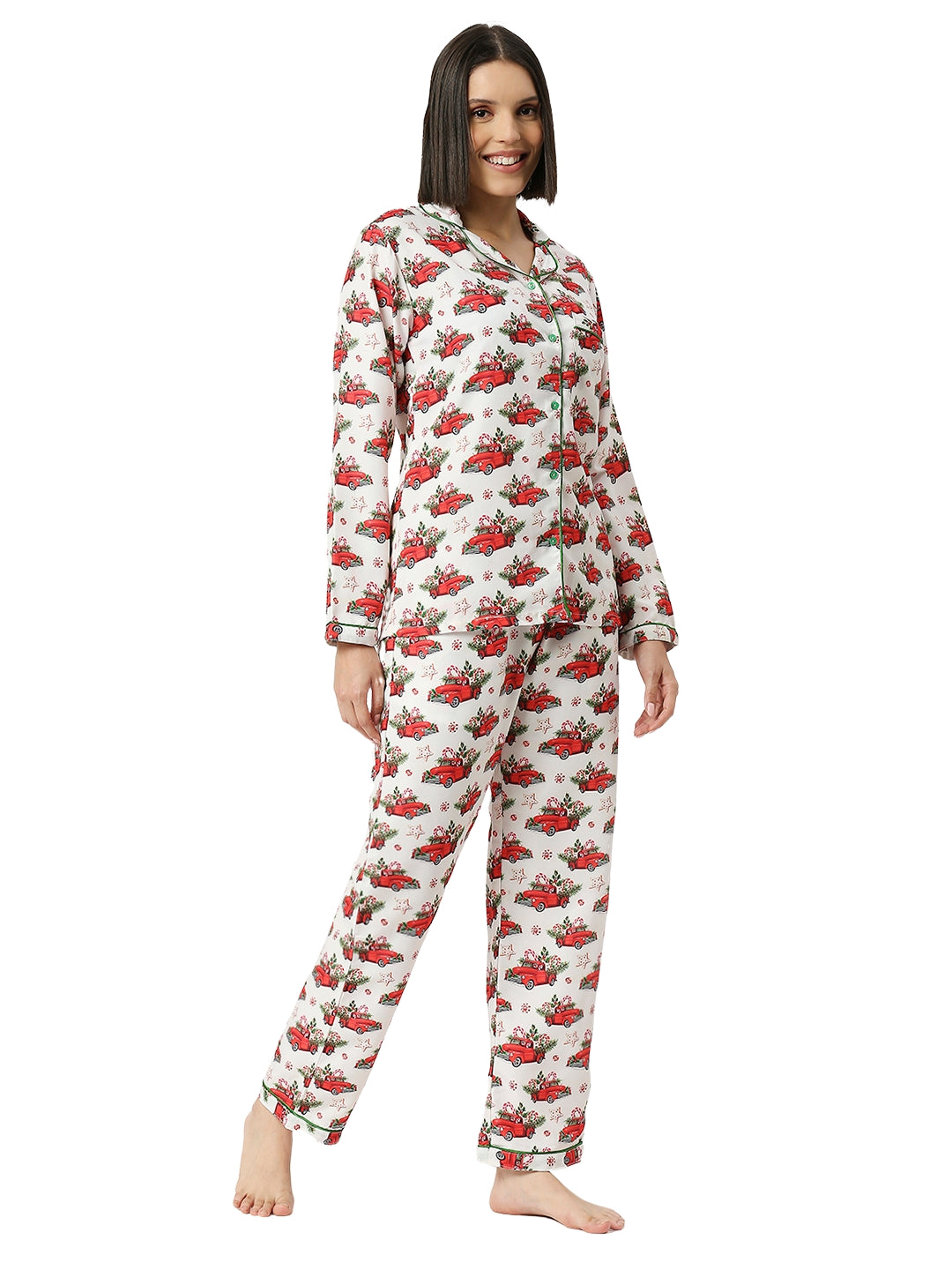 Jingle All the Way Down Pj Set - Cotton Rayon Pj Set with Notched Collar