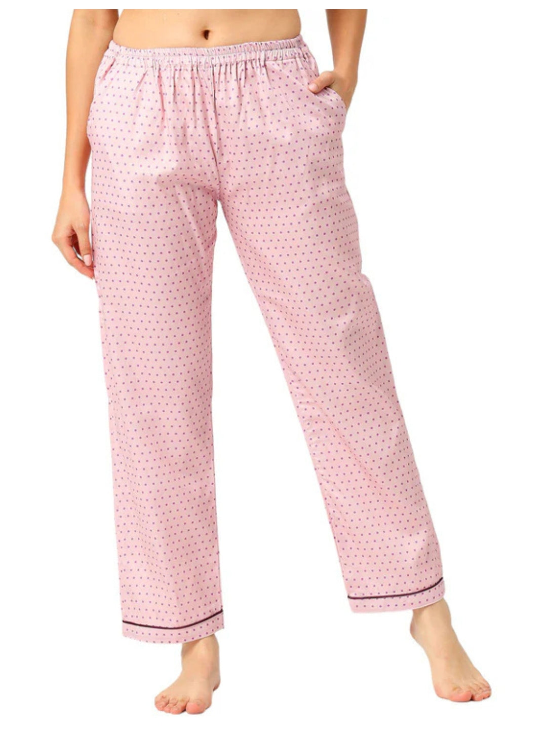 Pink Paradise Maternity Pj Set - Pure Cotton Pj Set in Round Neck with 2 Invisible Zips For Feeding