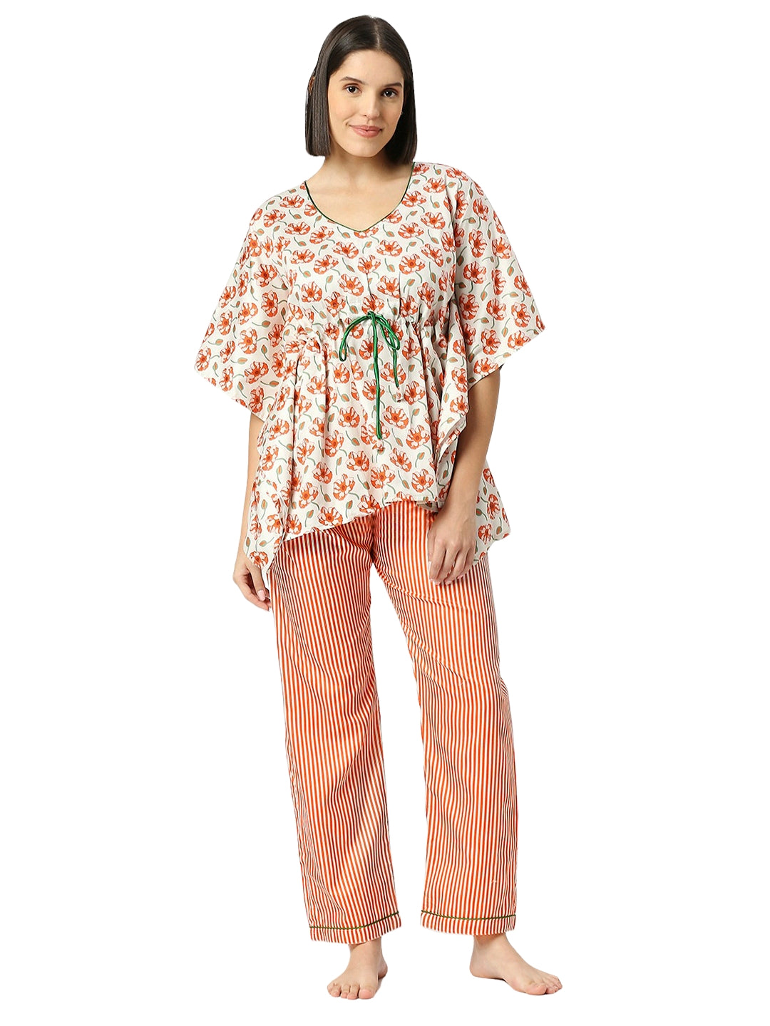 Pretty Petals Kaftan Pj Set - Pure Cotton Pj Set in Kaftan Style