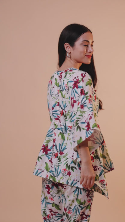 Garden Glow Kaftan Pj Set - Cotton Rayon Pj Set in Kaftan Style