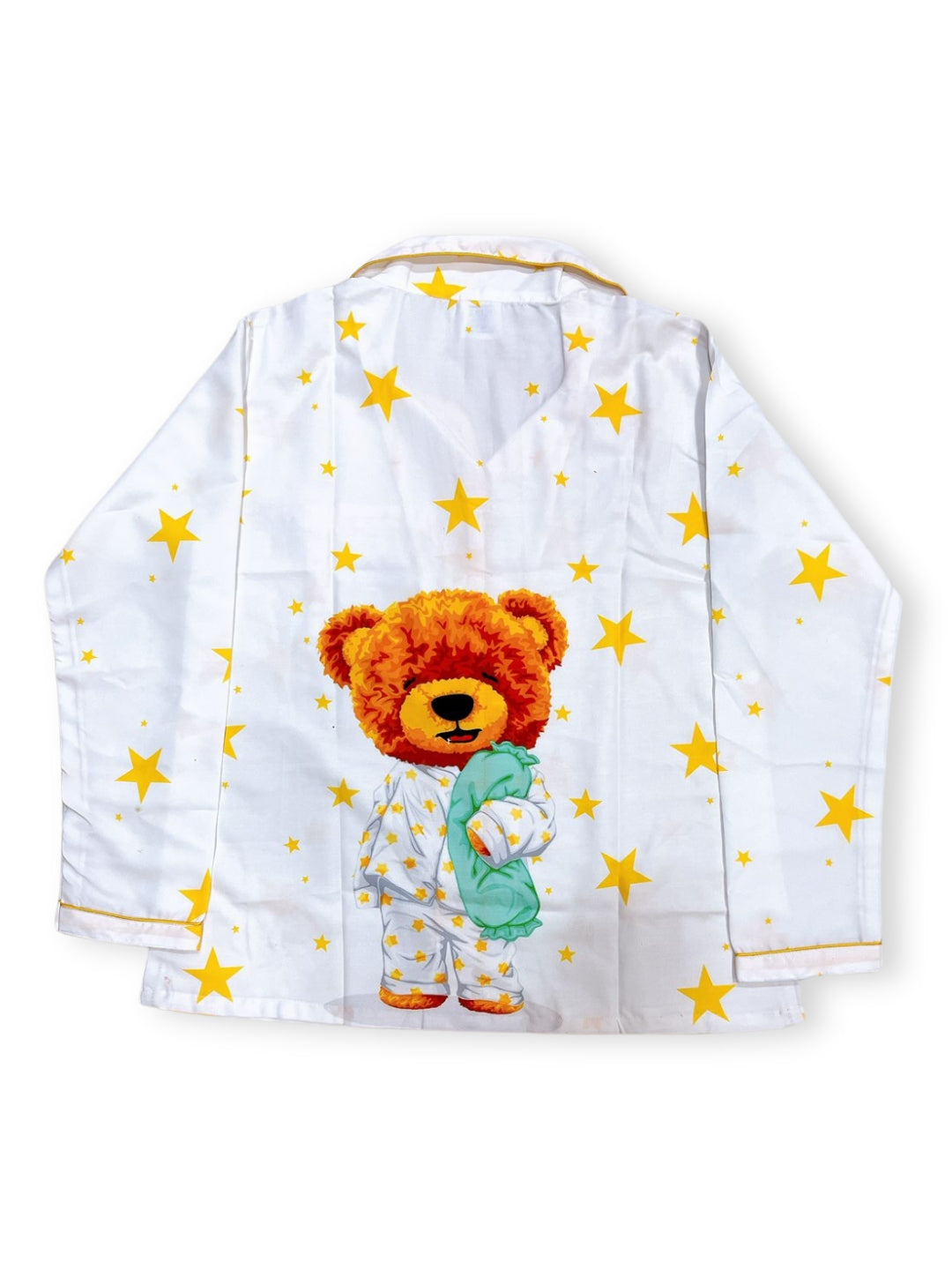 Sleepy Bear Button Down Pj Set - Cotton Rayon Pj Set with Notched Collar