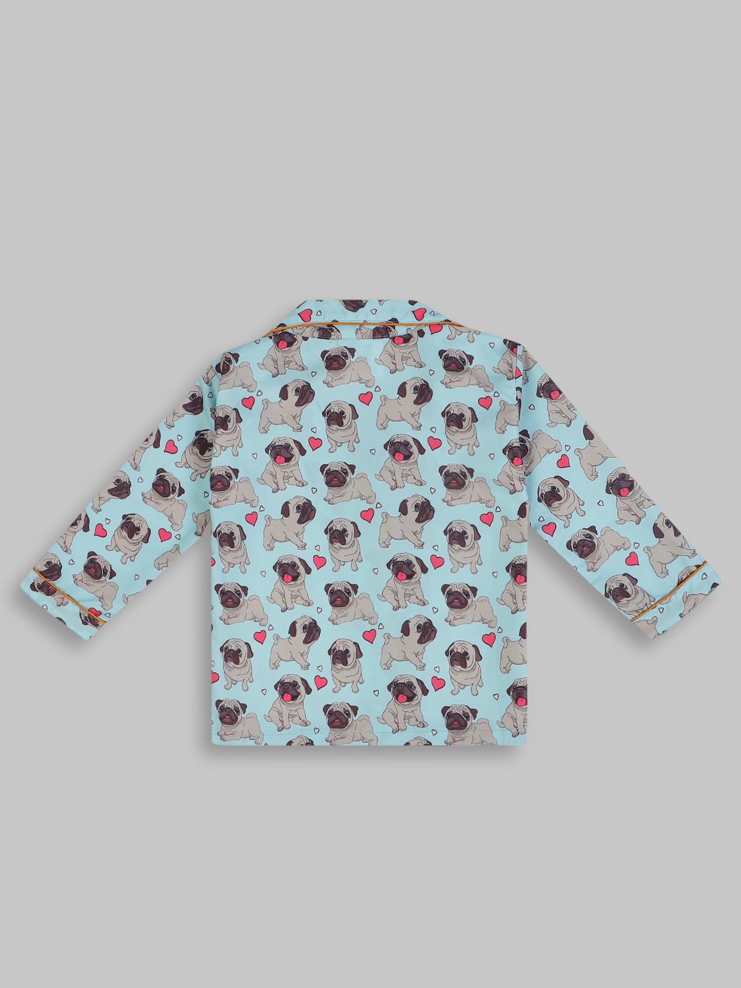 Snuggle Pug Kids Pj Set - Cotton Rayon Pj Set with Notched Collar
