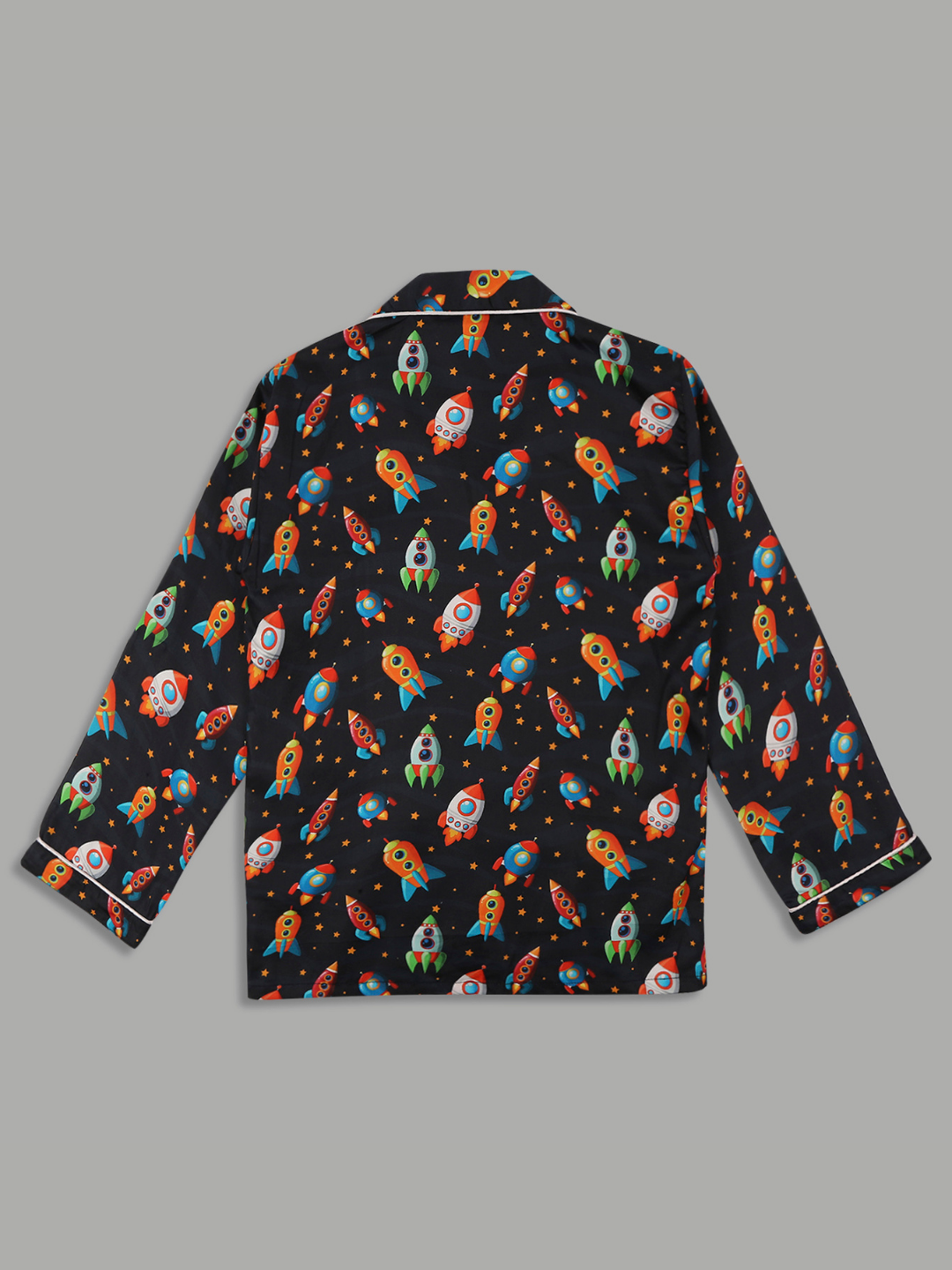 Space Kids Button Down Pj Set - Pure Cotton Pj Set with Notched Collar