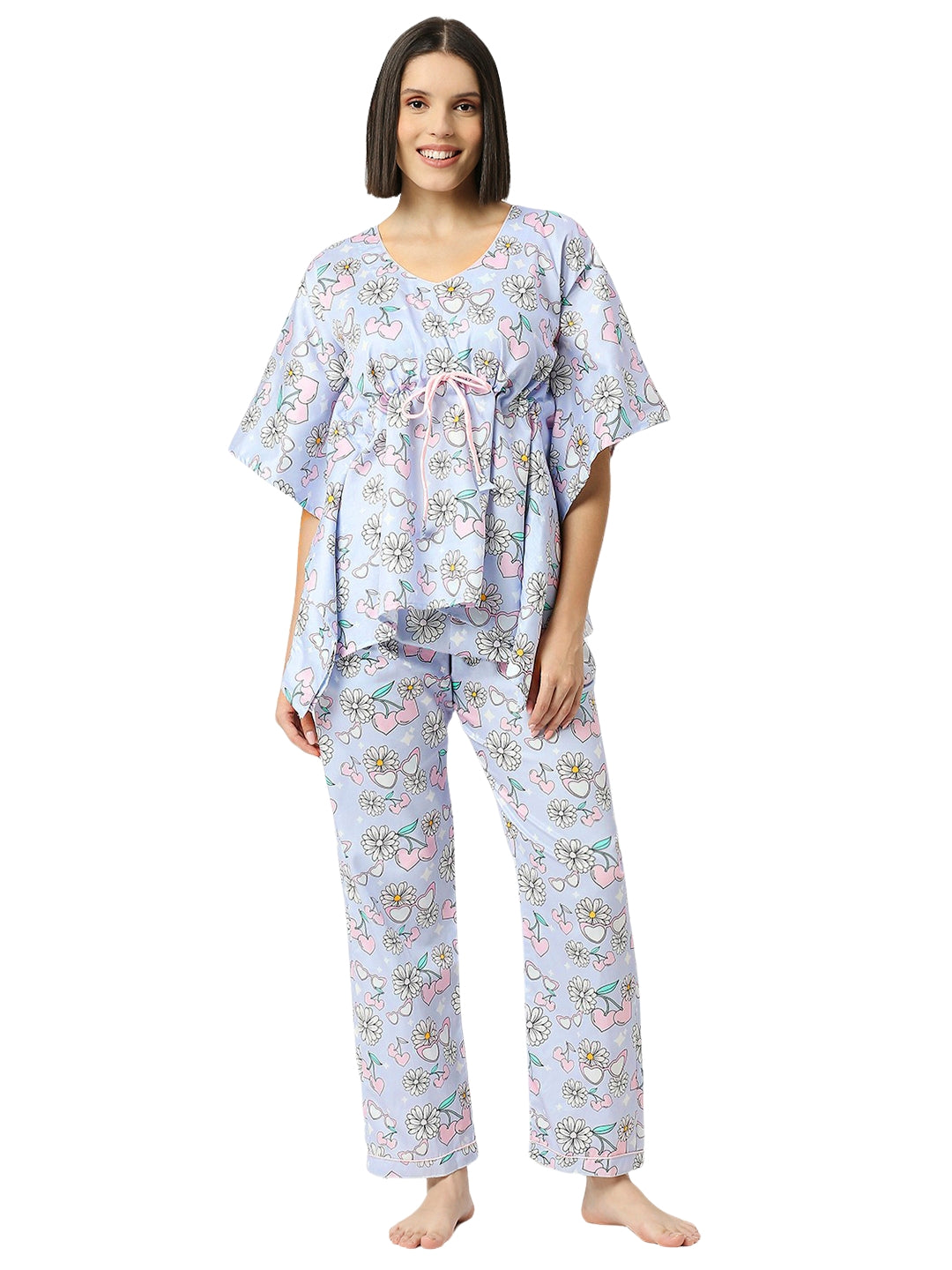 Summer Nights Kaftan Pj Set - Pure Cotton Pj Set in Kaftan Style