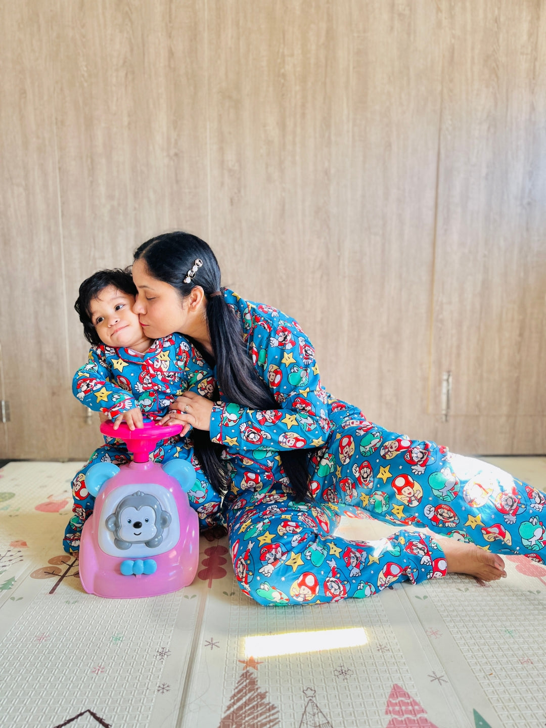 Super Mario Pure Cotton Mom & Kids Twinning Pj Set