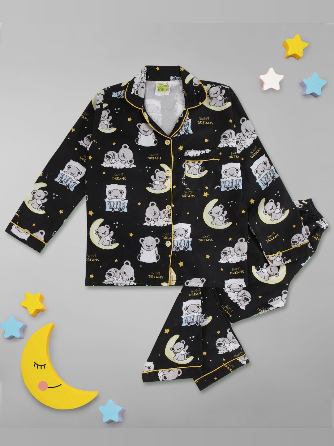 Sweet Dreams Kids Pj Set - Cotton Rayon Pj Set with Notched Collar