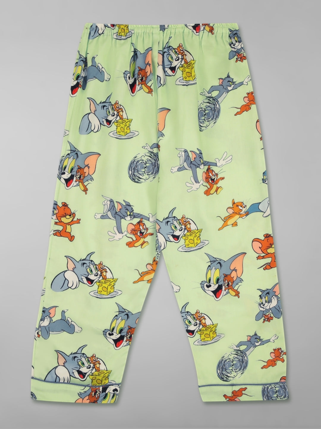 Tom &amp; Jerry Kids Button Down Pj Set - Pure Cotton Pj Set with Notched Collar