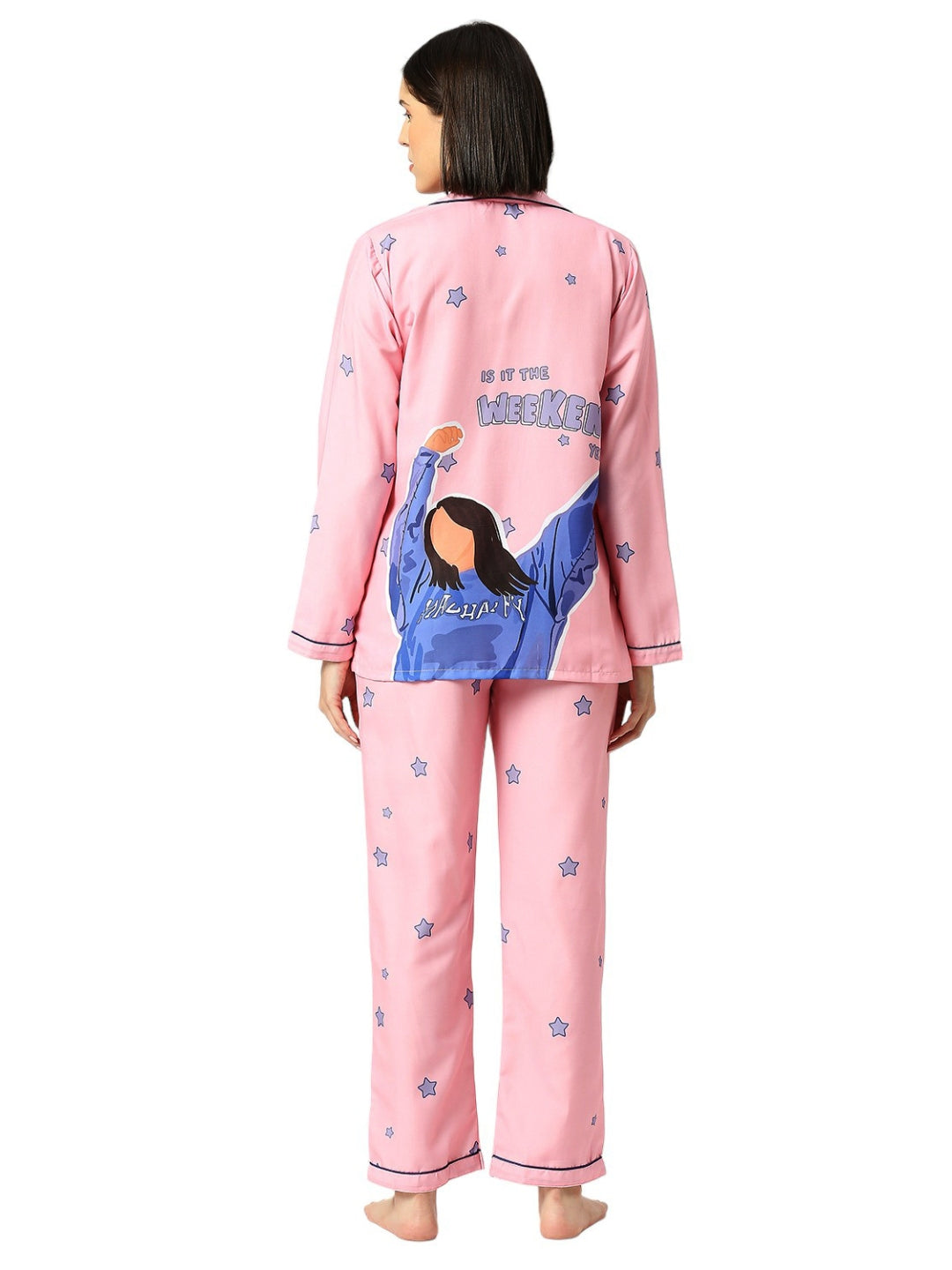 Weekend Waiting Button Down Pj Set - Cotton Rayon Pj Set with Notched Collar