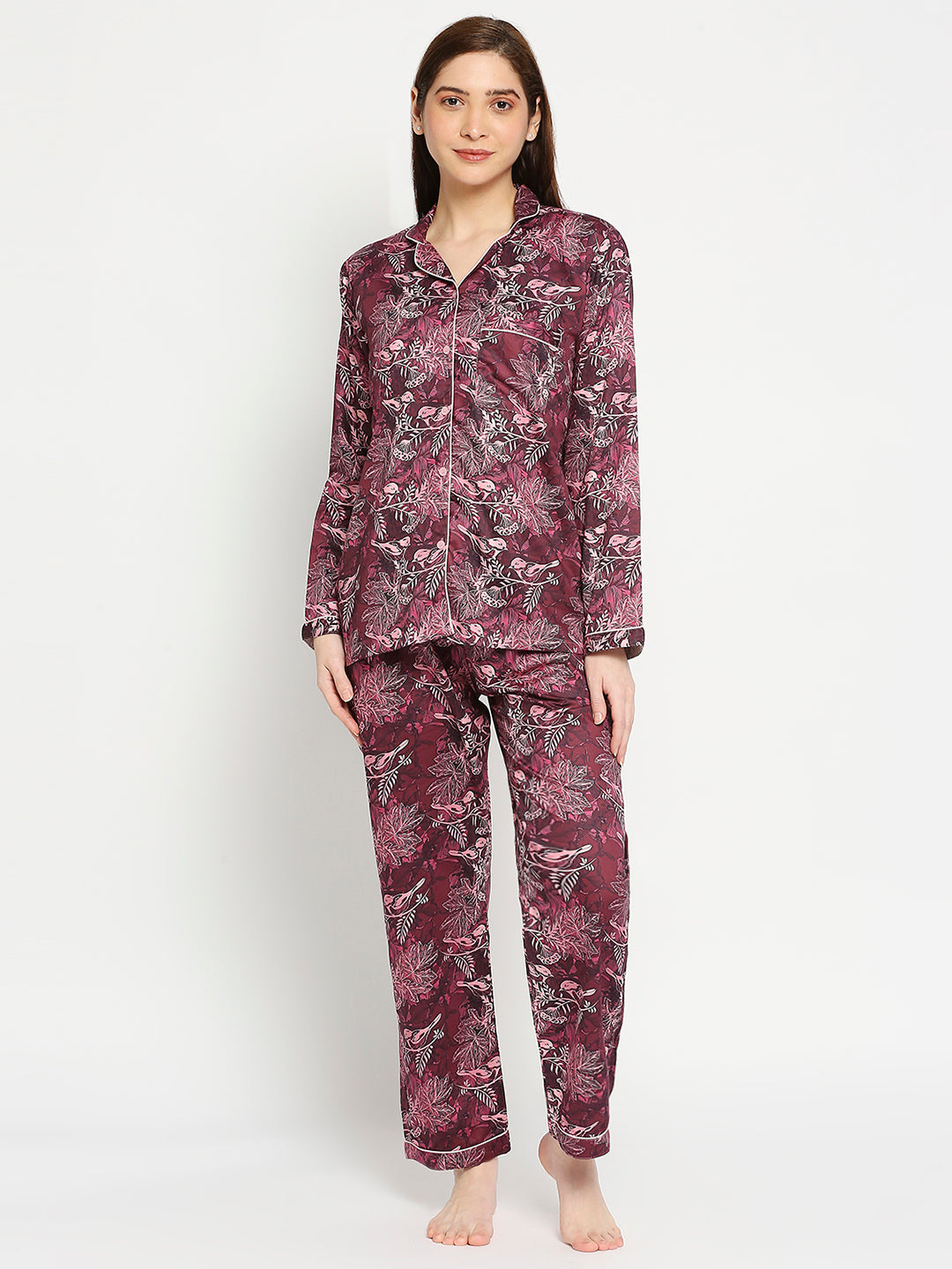 Ruby Rue Button Down Pj Set - Pure Cotton Pj Set with Notched Collar