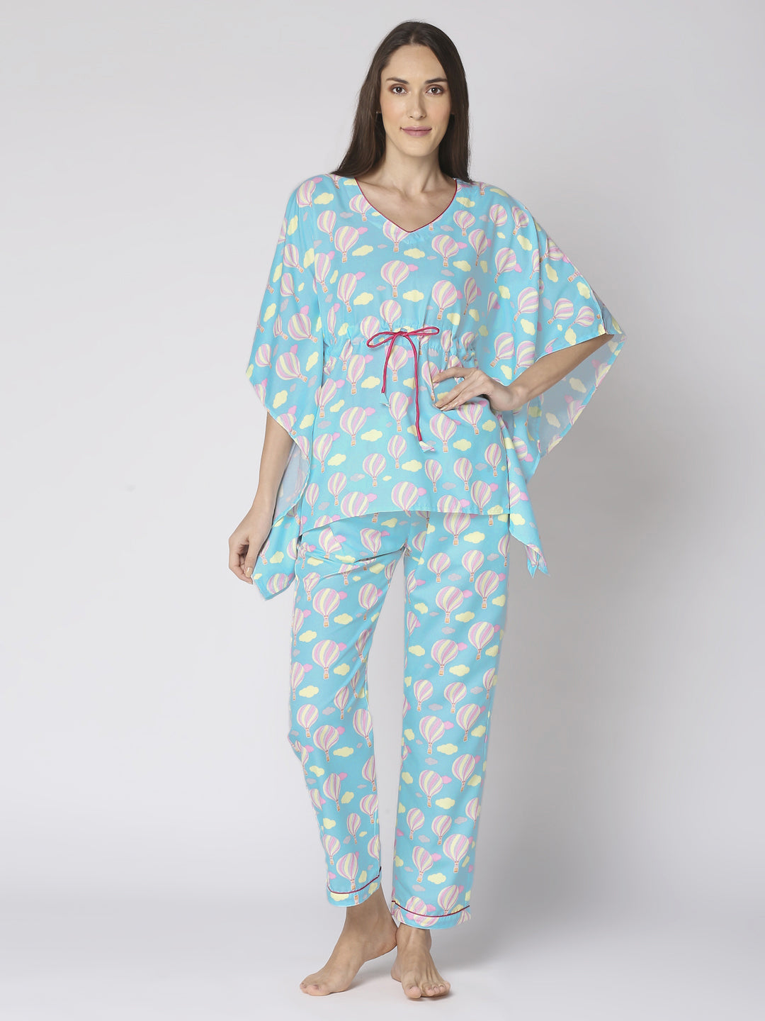 Hot Air Balloon Kaftan Pj Set - Cotton Rayon Pj Set in Kaftan Style
