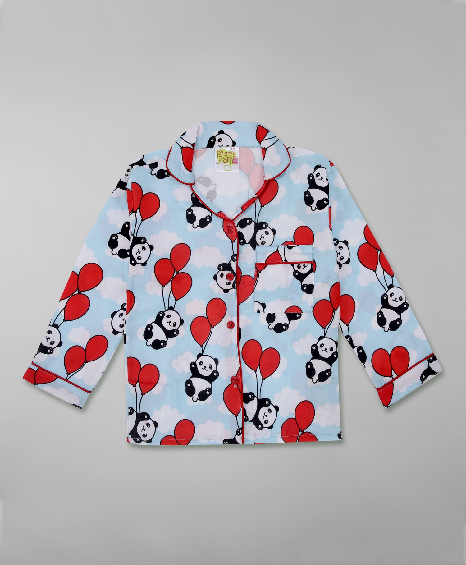 Happy Panda Kids Pj Set - Cotton Rayon Pj Set with Notched Collar