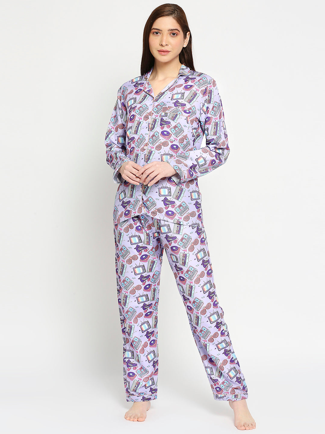 Retro Rage Button Down Pj Set - Cotton Rayon Pj Set with Notched Collar