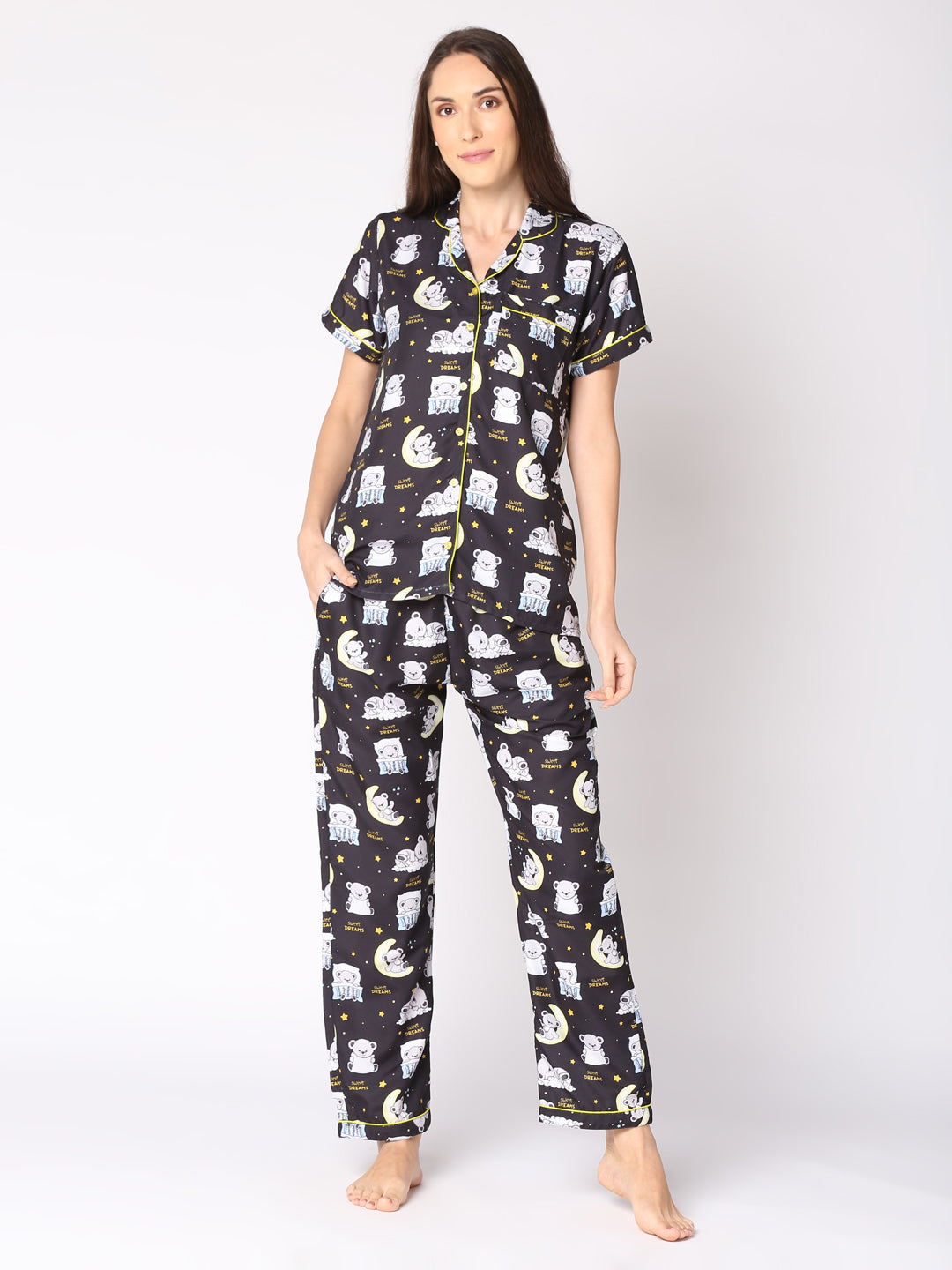 Sweet Dreams Button Down Pj Set - Cotton Rayon Pj Set with Notched Collar