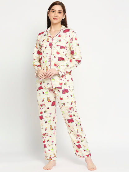 Date Night Button Down Pj Set - Pure Cotton Pj Set with Notched Collar