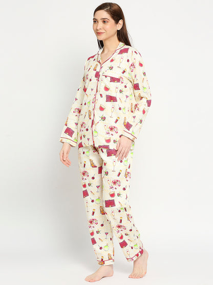 Date Night Button Down Pj Set - Pure Cotton Pj Set with Notched Collar