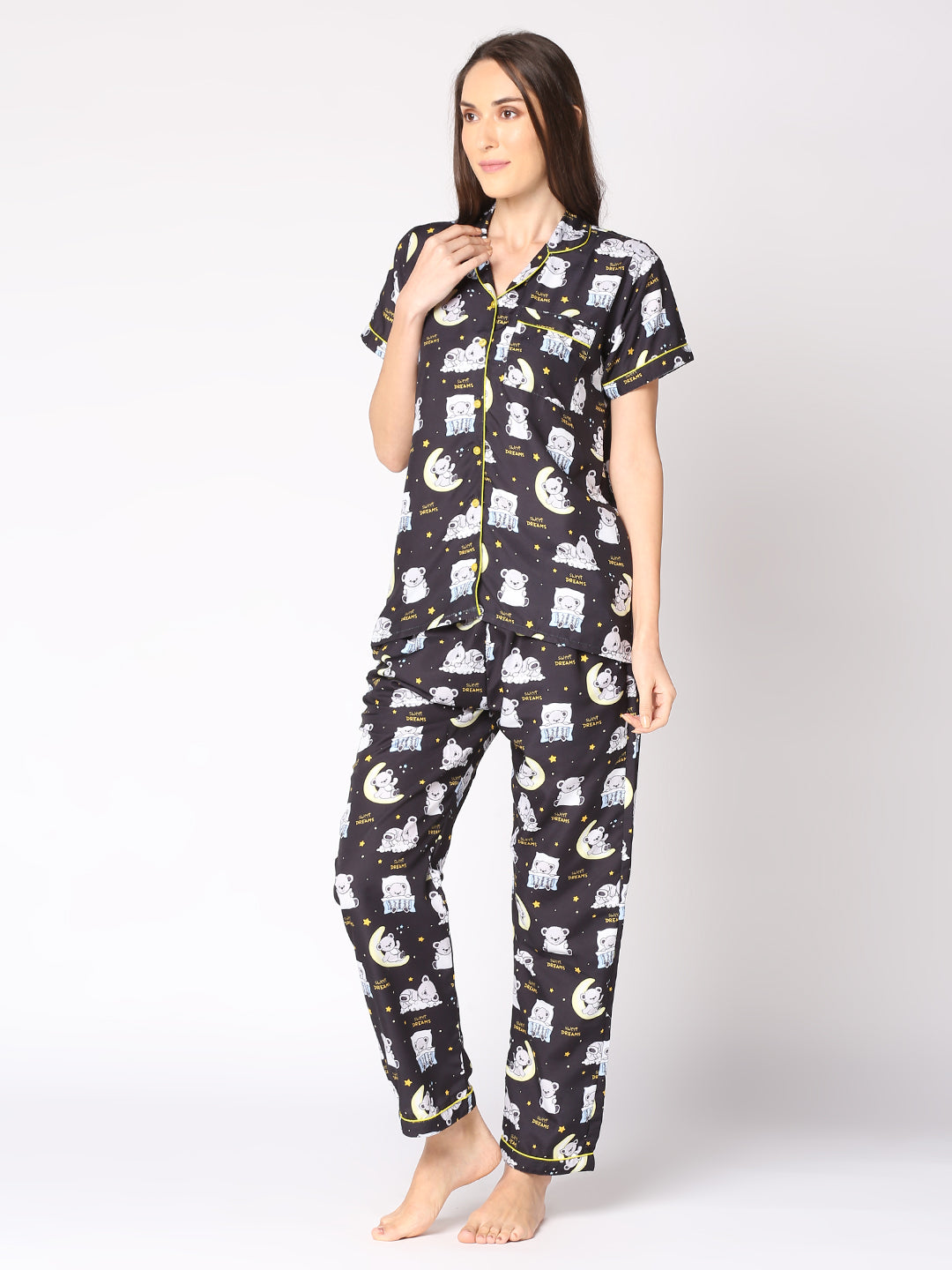 Sweet Dreams Button Down Pj Set - Cotton Rayon Pj Set with Notched Collar