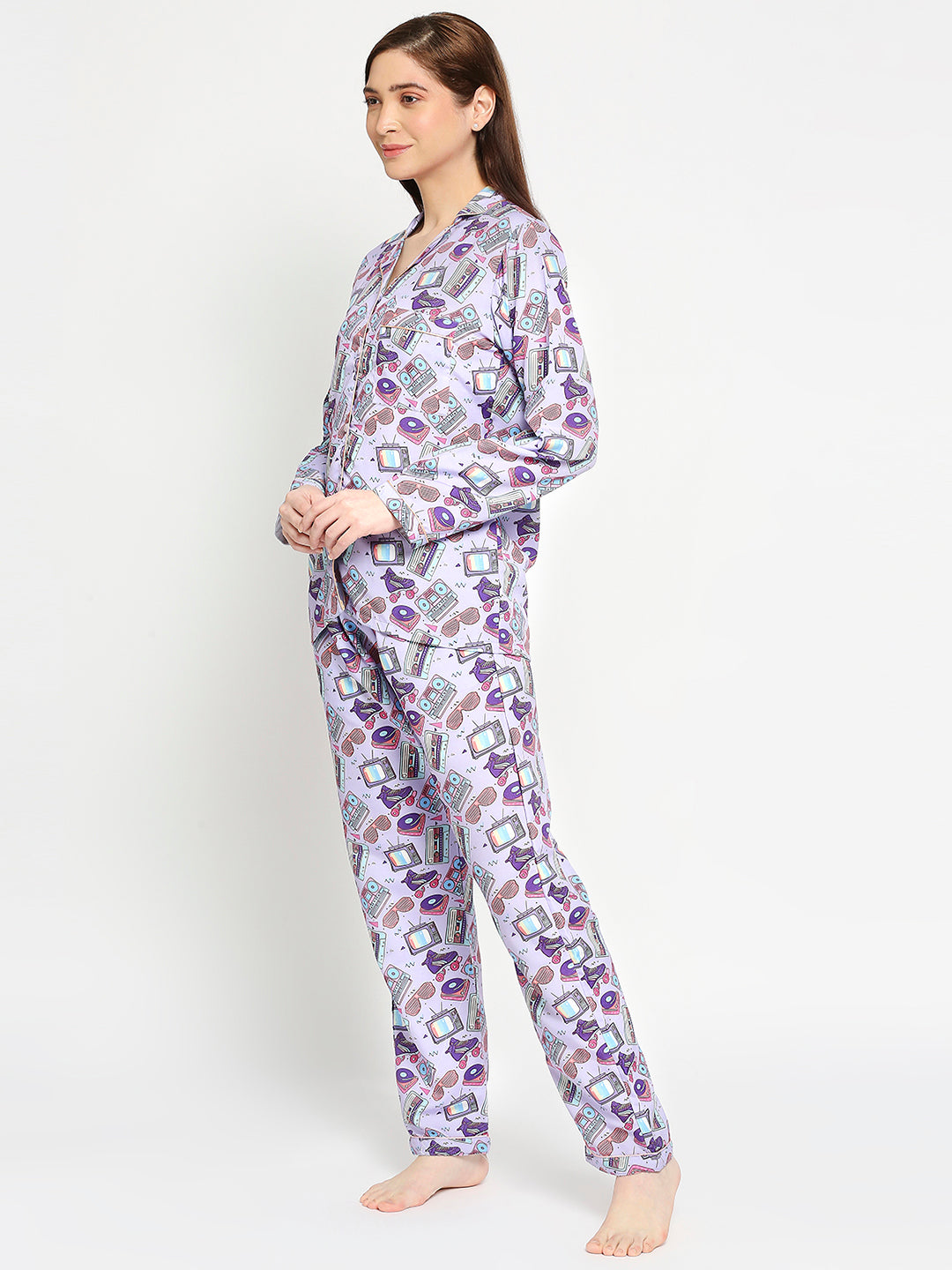 Retro Rage Button Down Pj Set - Cotton Rayon Pj Set with Notched Collar