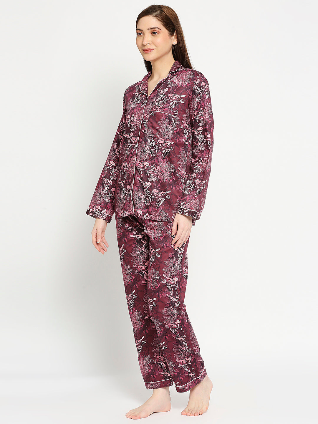 Ruby Rue Button Down Pj Set - Pure Cotton Pj Set with Notched Collar