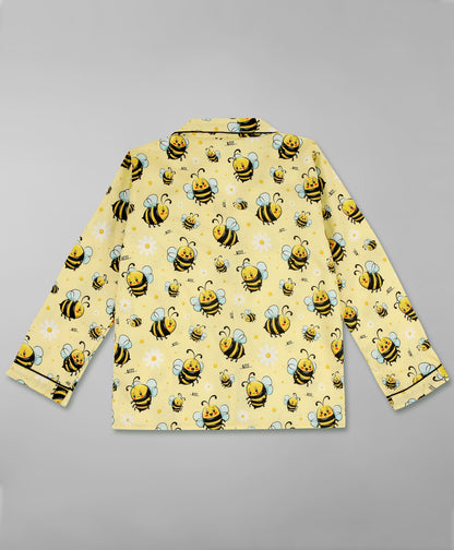 Bumblebee Kids Button Down Pj Set - Pure Cotton Pj Set with Notched Collar