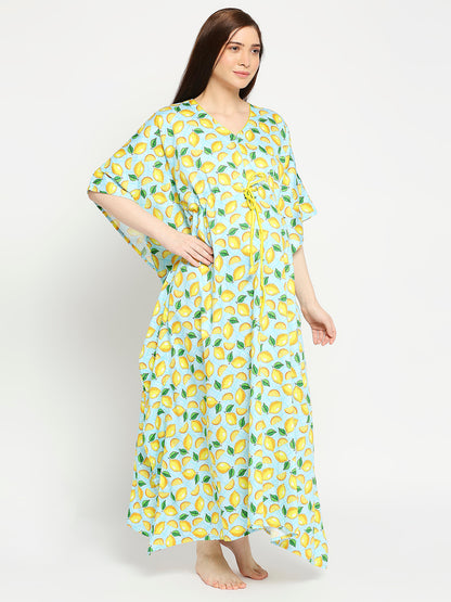 Limoncello Maternity Kaftan Gown - Pure Cotton Kaftan Gown With Single Invisible Zip for Feeding