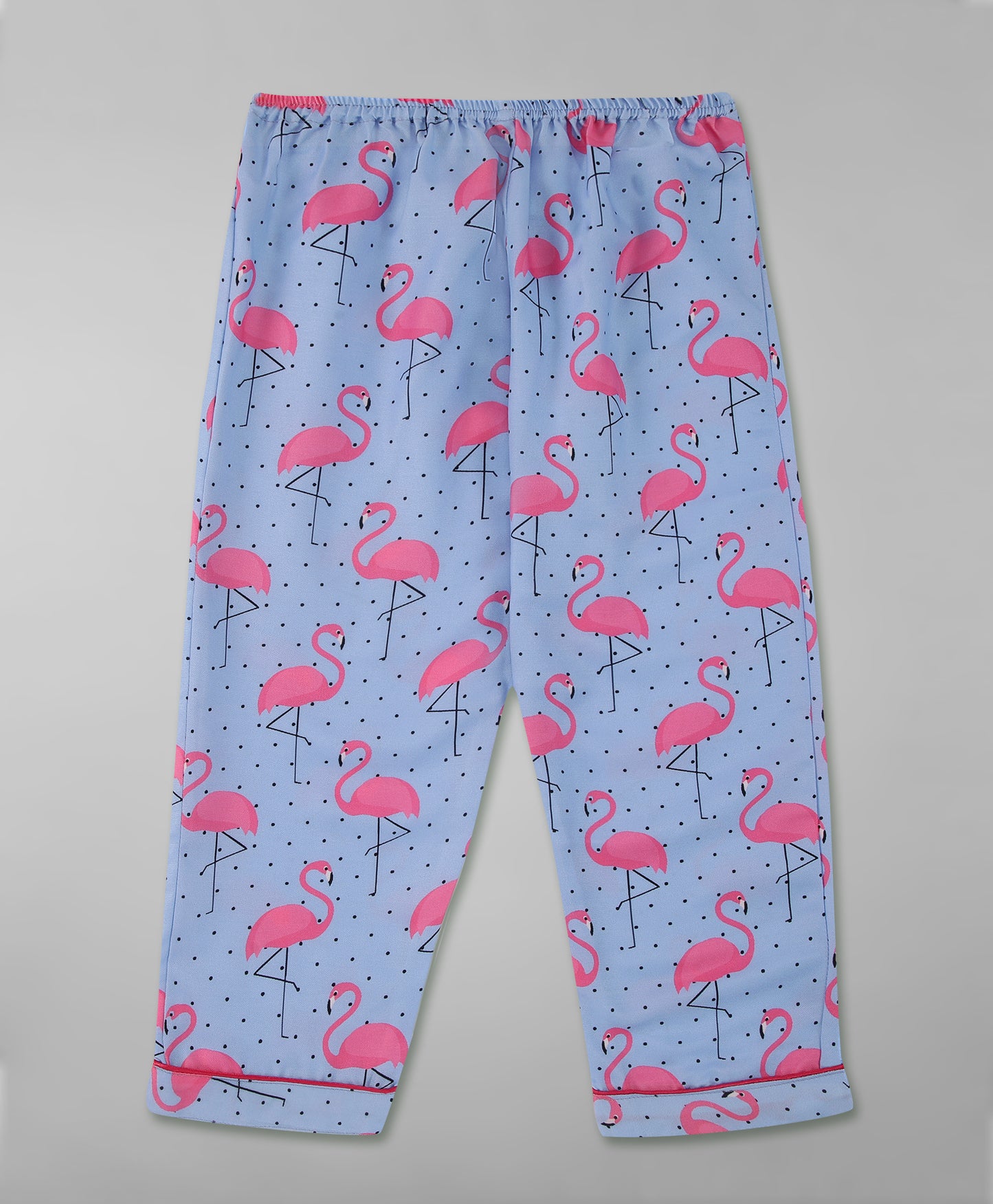 Flamingo and Dots Kids Pj Set - Cotton Rayon Pj Set with Notched Collar