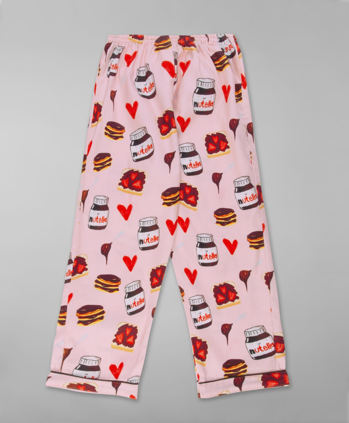 Nuts About Nutella Kids Button Down Pj Set - Pure Cotton Pj Set with Notched Collar