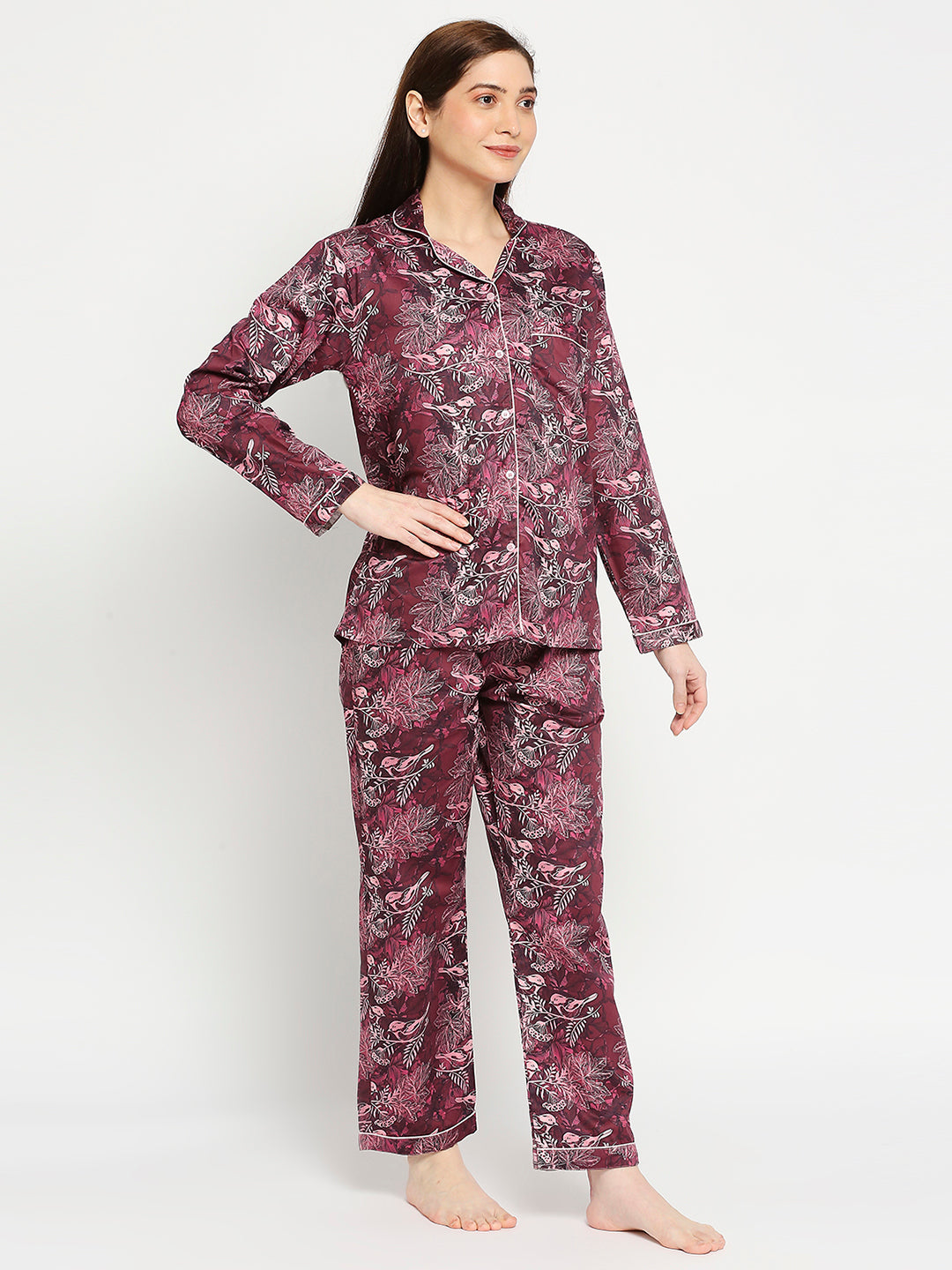 Ruby Rue Button Down Pj Set - Pure Cotton Pj Set with Notched Collar