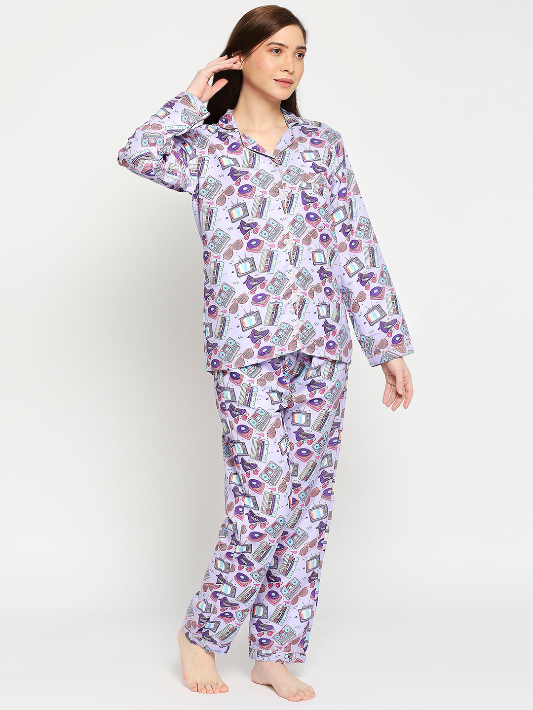 Retro Rage Button Down Pj Set - Cotton Rayon Pj Set with Notched Collar