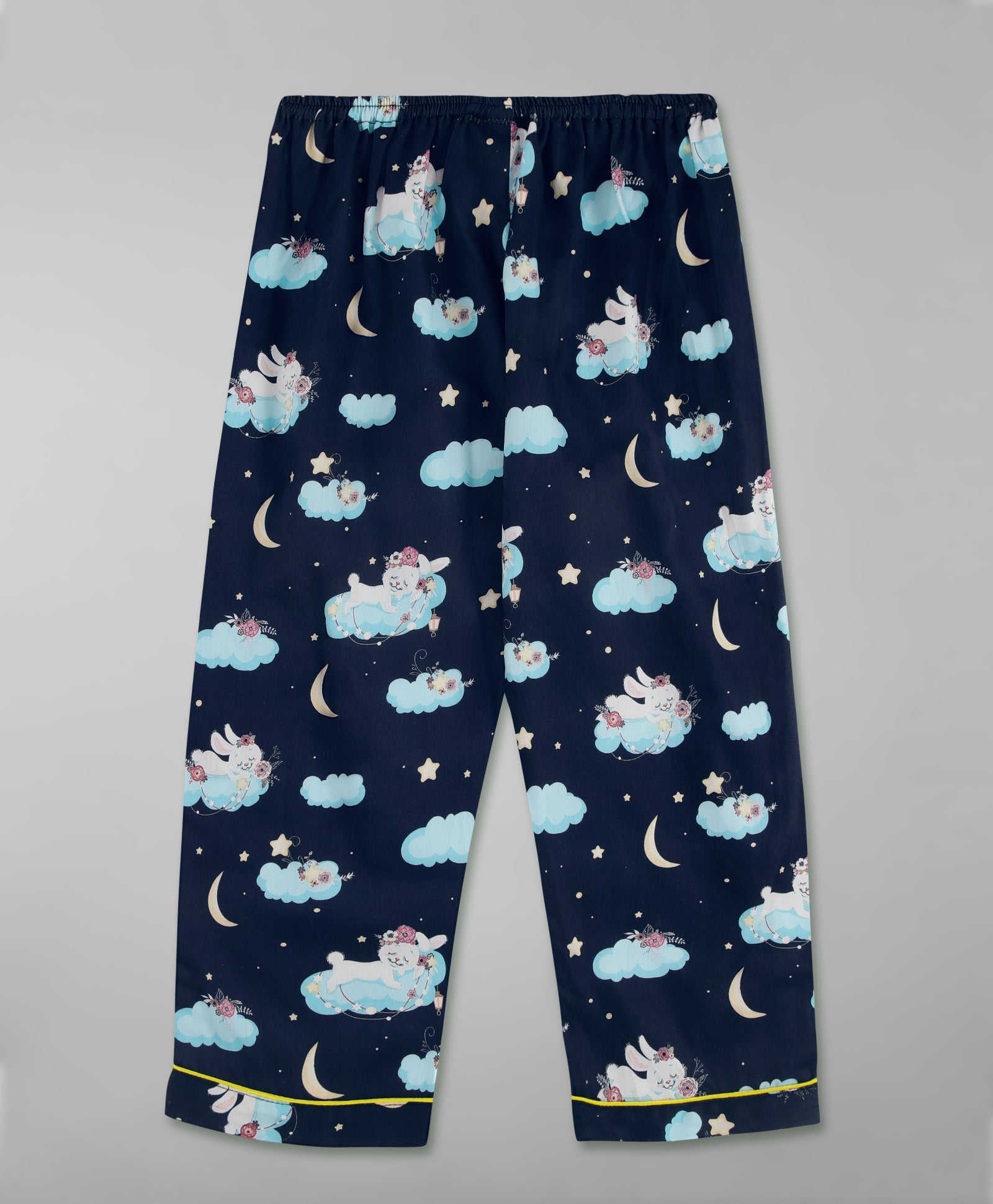 Bunny In The Cloud Kids Button Down Pj Set - Pure Cotton Pj Set with Notched Collar