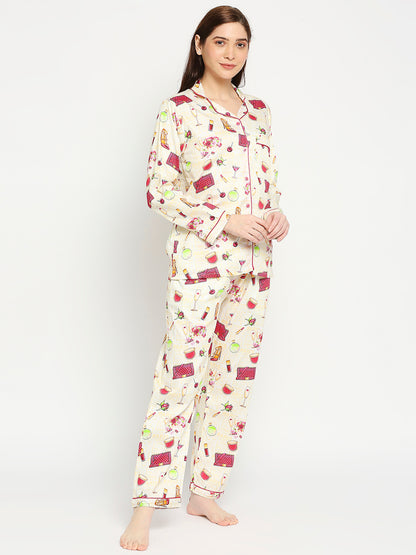 Date Night Button Down Pj Set - Pure Cotton Pj Set with Notched Collar