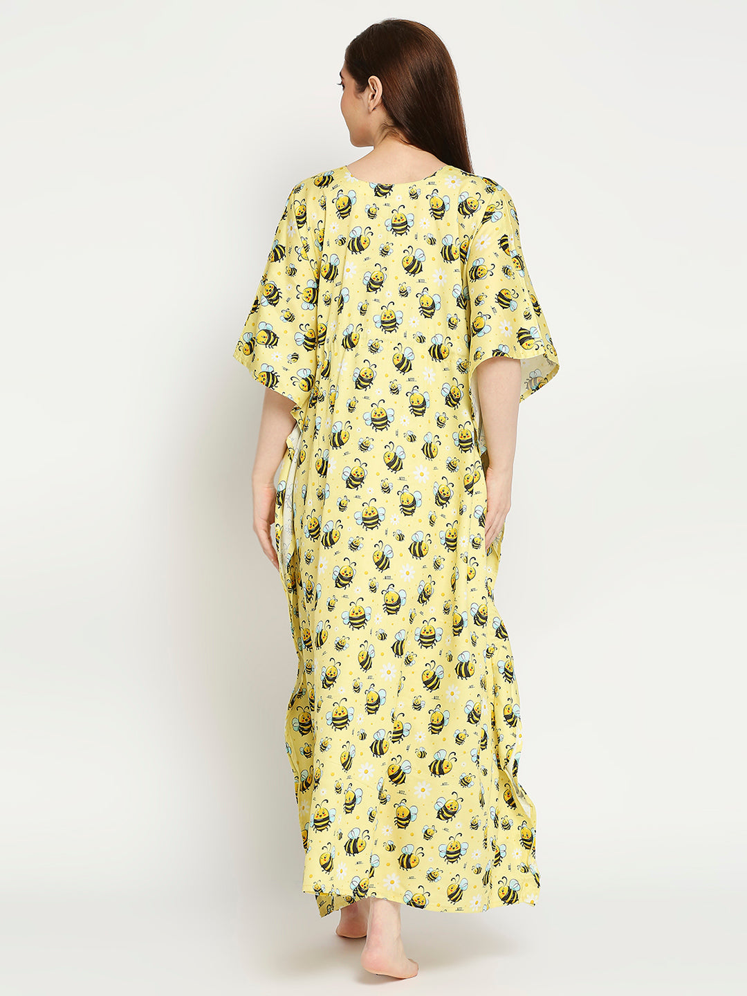 Bumblebee Maternity Kaftan Gown - Pure Cotton Kaftan Gown With Single Invisible Zip for Feeding