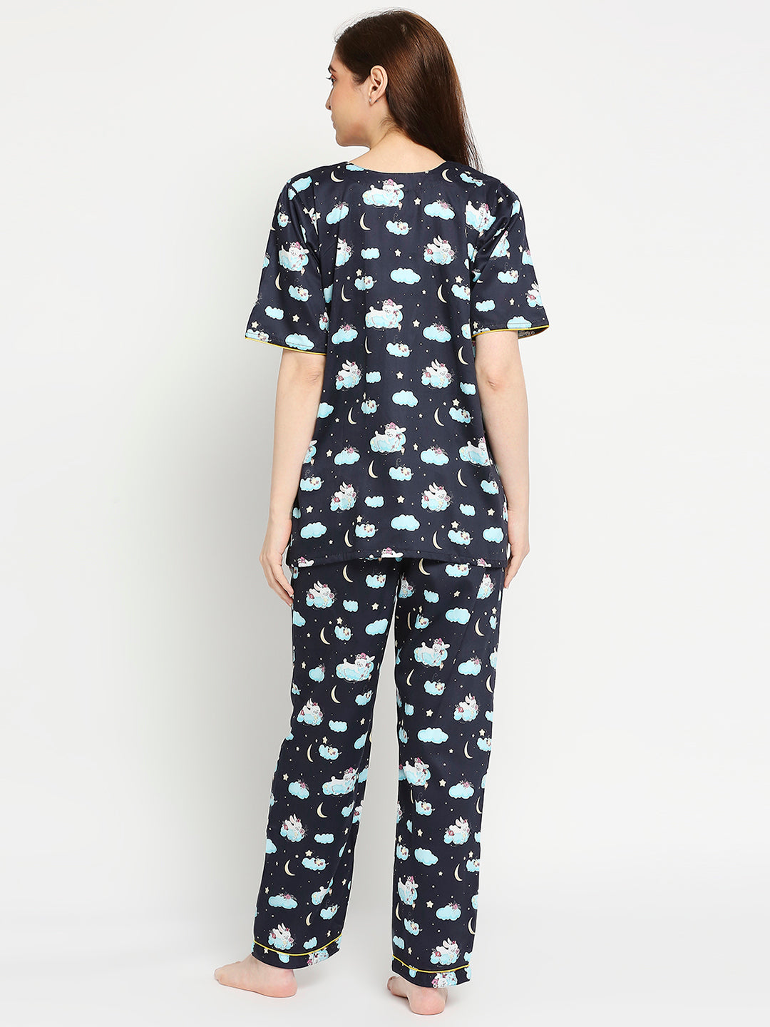 Bunny In The Cloud Maternity Pj Set - Pure Cotton Pj Set in Round Neck with 2 Invisible Zips for Feeding