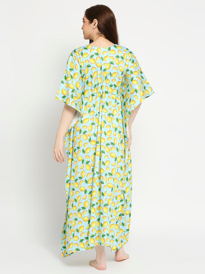 Limoncello Maternity Kaftan Gown - Pure Cotton Kaftan Gown With Single Invisible Zip for Feeding