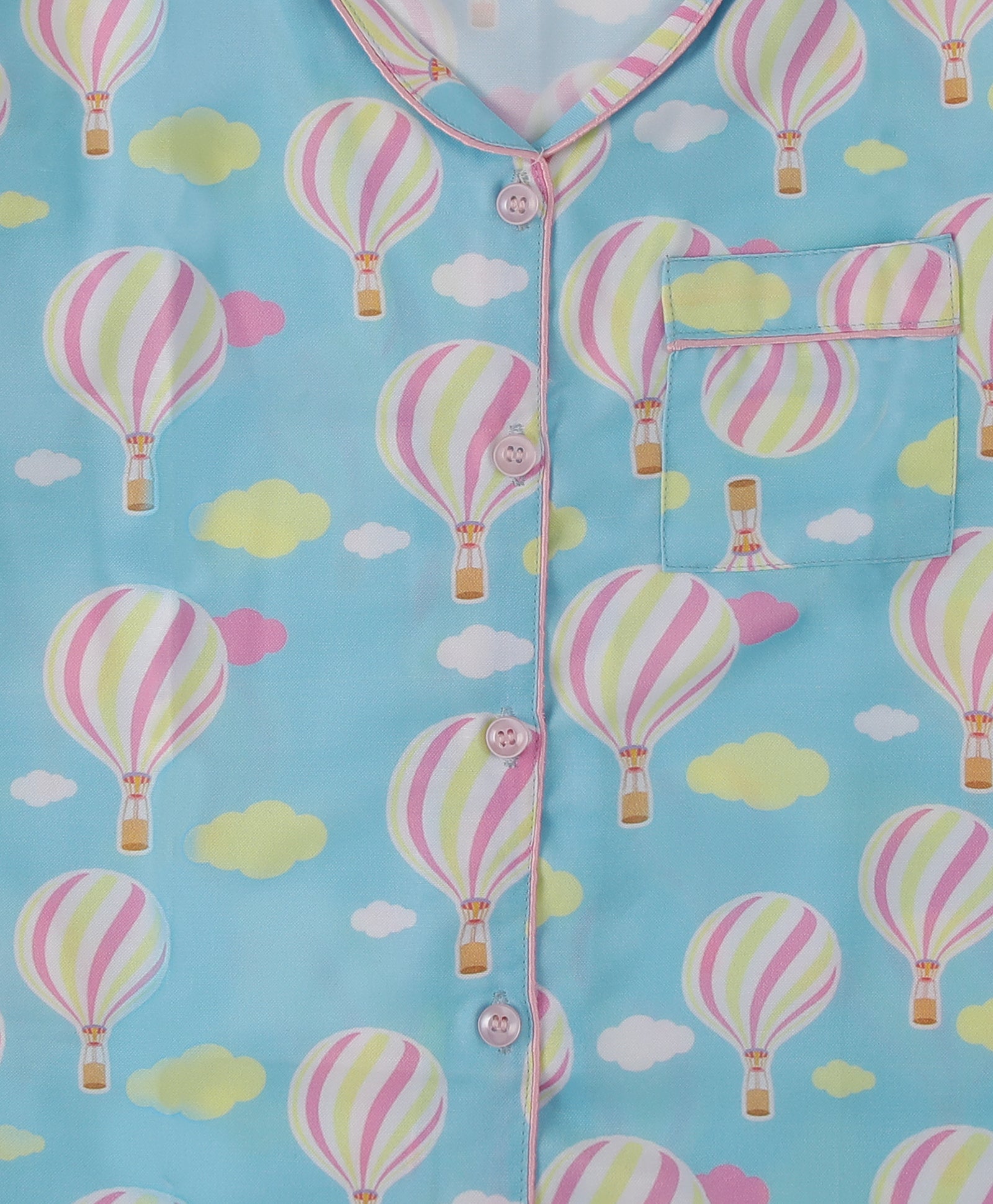Hot Air Balloon Kids Pj Set - Cotton Rayon Pj Set with Notched Collar
