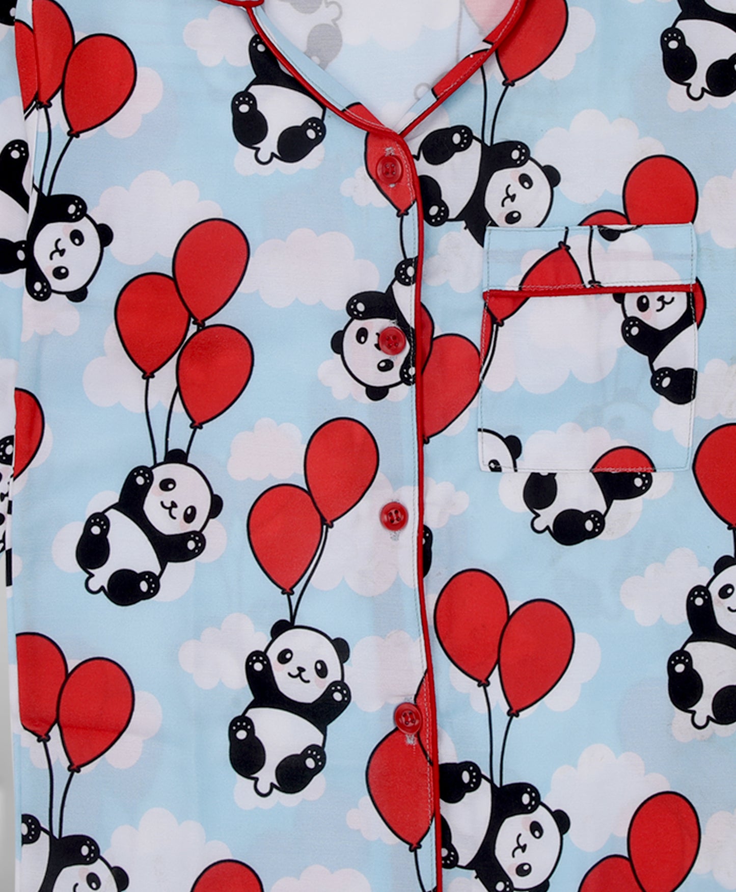 Happy Panda Kids Pj Set - Cotton Rayon Pj Set with Notched Collar