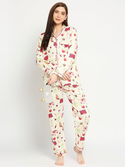 Date Night Button Down Pj Set - Pure Cotton Pj Set with Notched Collar