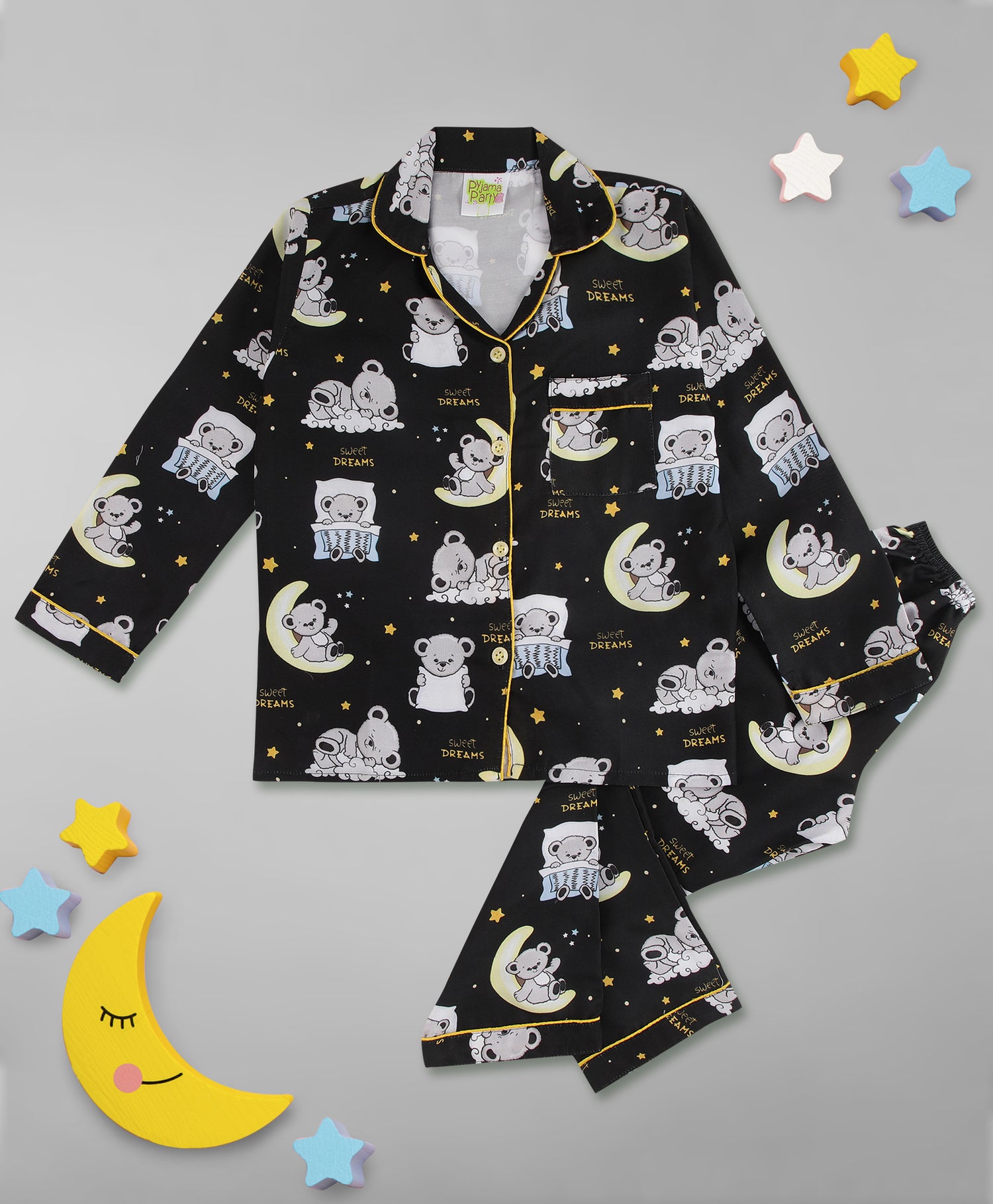 Sweet Dreams Kids Pj Set - Cotton Rayon Pj Set with Notched Collar