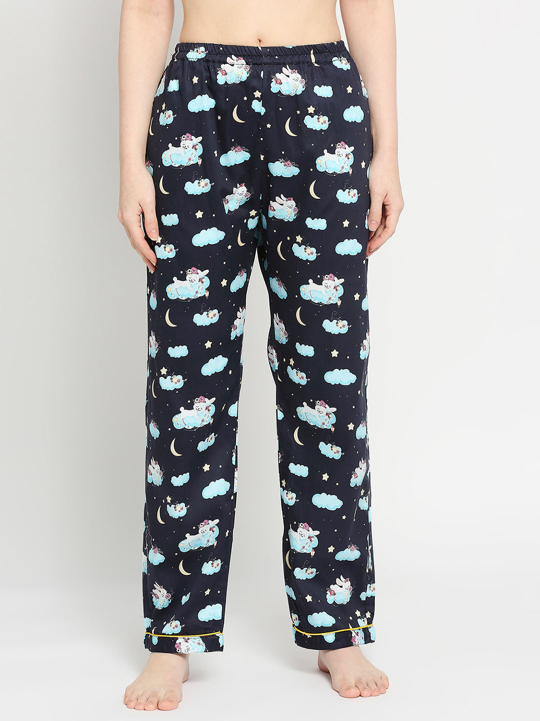 Bunny In The Cloud Maternity Pj Set - Pure Cotton Pj Set in Round Neck with 2 Invisible Zips for Feeding