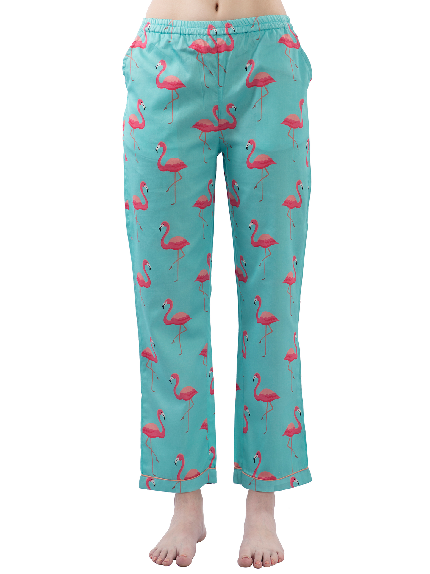 Pink Flamingo Button Down Pj Set - Pure Cotton Pj Set with Notched Collar