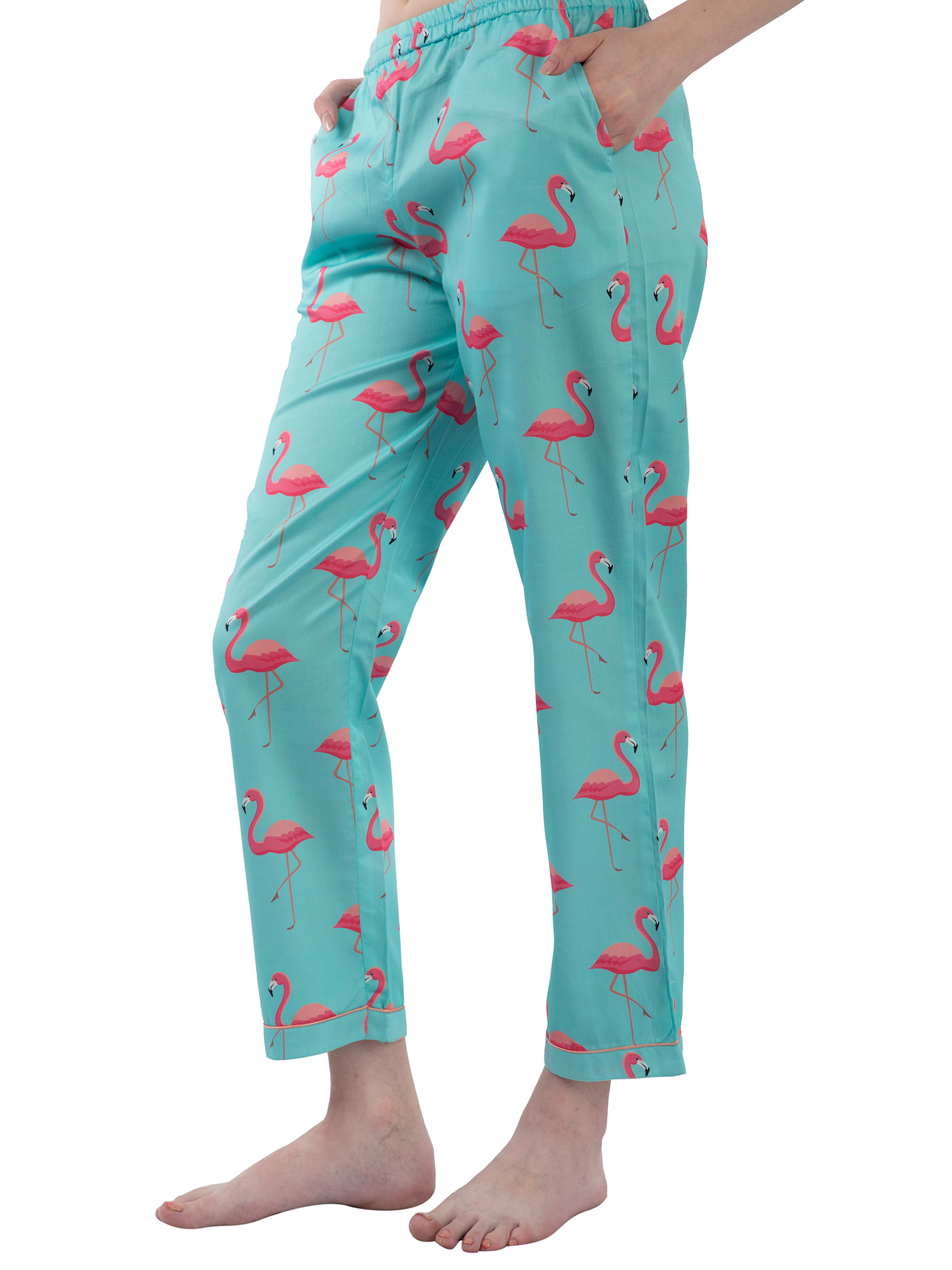 Pink Flamingo Button Down Pj Set - Pure Cotton Pj Set with Notched Collar