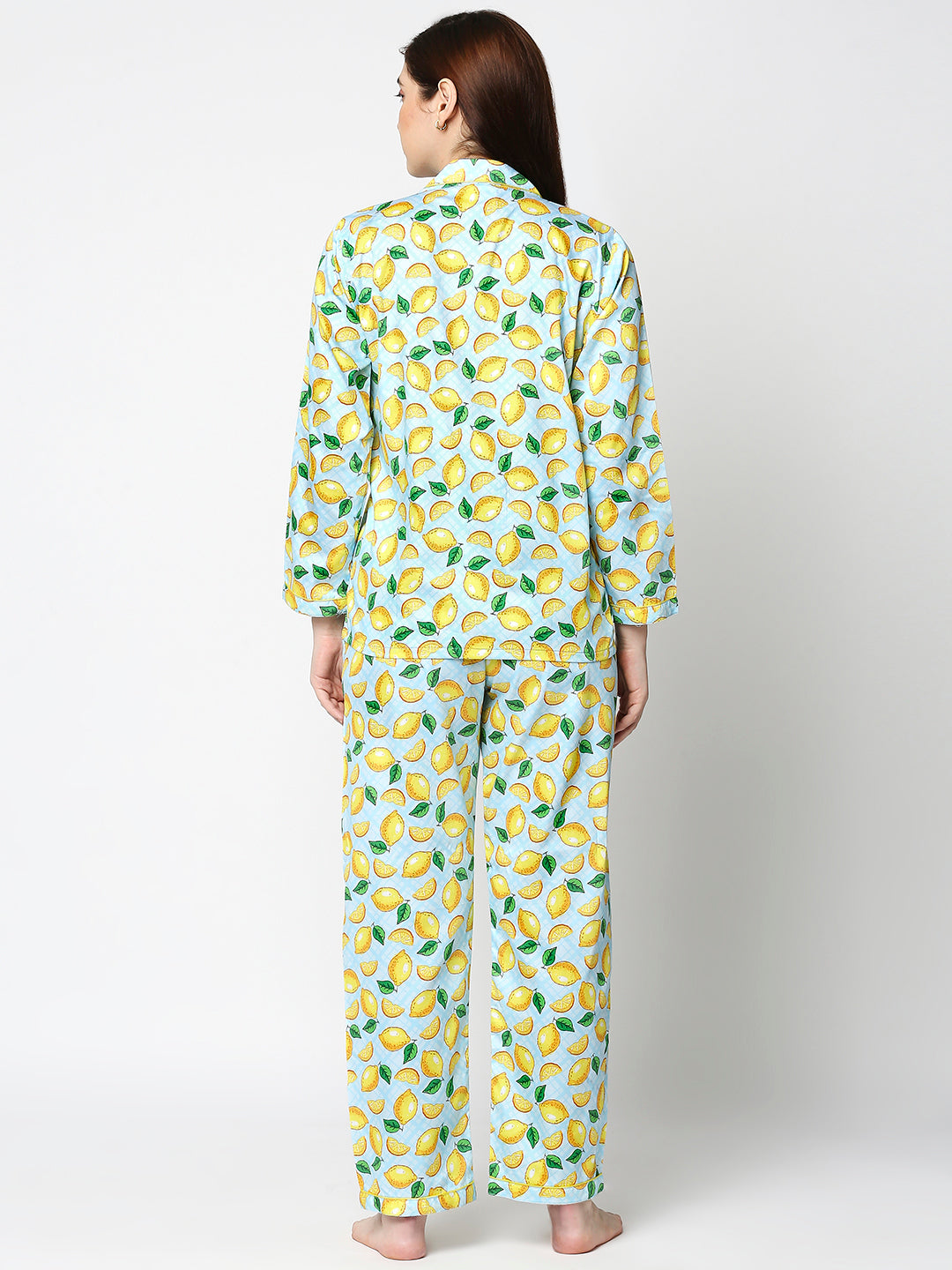 Limoncello Button Down Pj Set - Pure Cotton Pj Set with Notched Collar