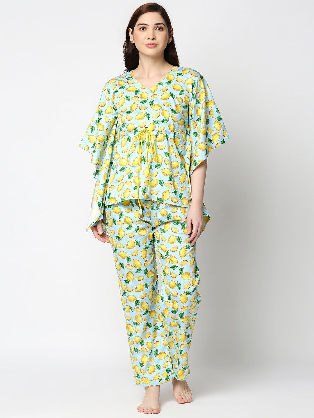 Limoncello Kaftan Pj Set - Pure Cotton Pj Set in Kaftan Style