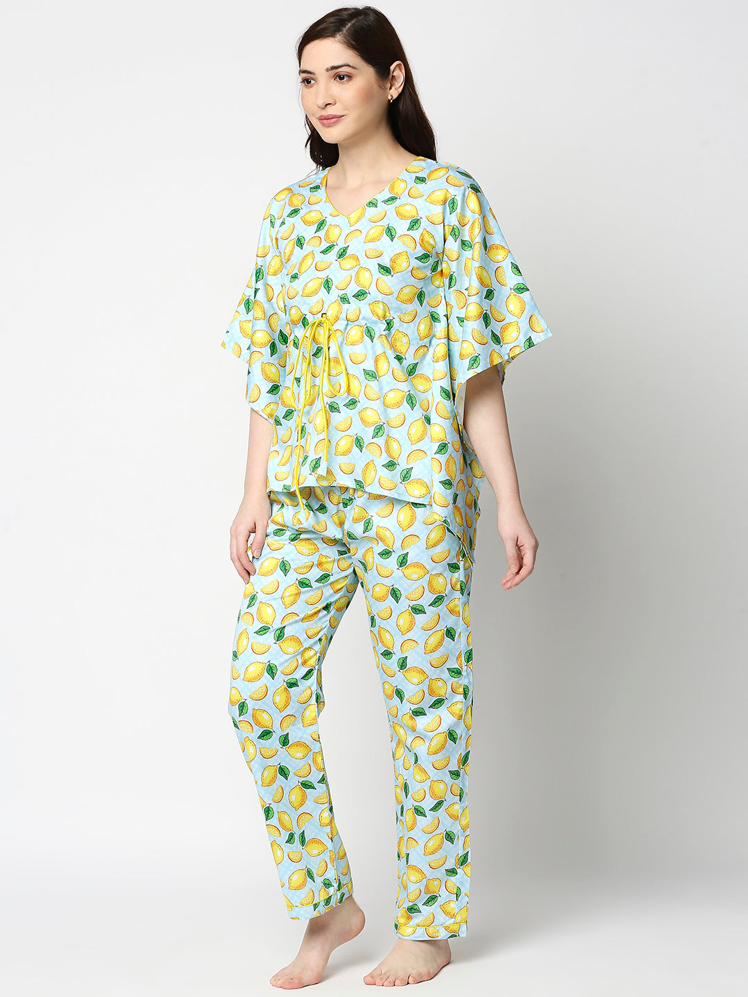 Limoncello Kaftan Pj Set - Pure Cotton Pj Set in Kaftan Style