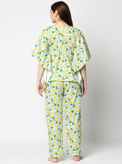 Limoncello Kaftan Pj Set - Pure Cotton Pj Set in Kaftan Style