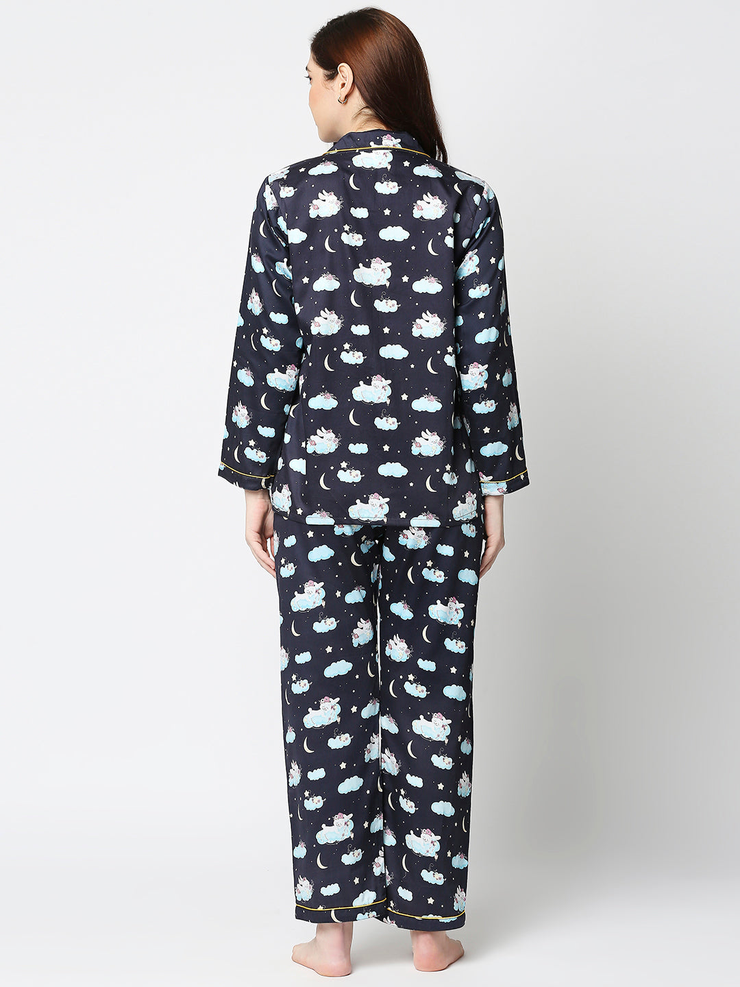 Bunny In The Cloud Button Down Pj Set - Pure Cotton Pj Set with Notched Collar