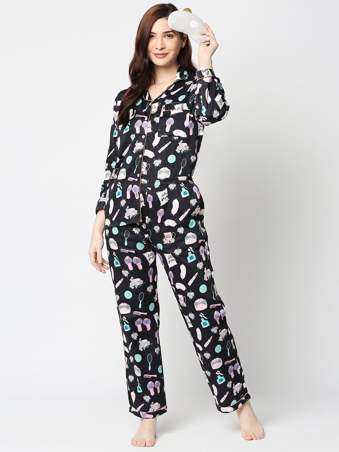 Spa Time Button Down Pj Set - Pure Cotton Pj Set with Notched Collar