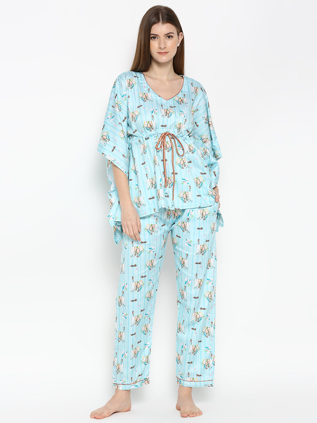 Bright Like Bubbly Kaftan Pj Set - Pure Cotton Pj Set in Kaftan Style