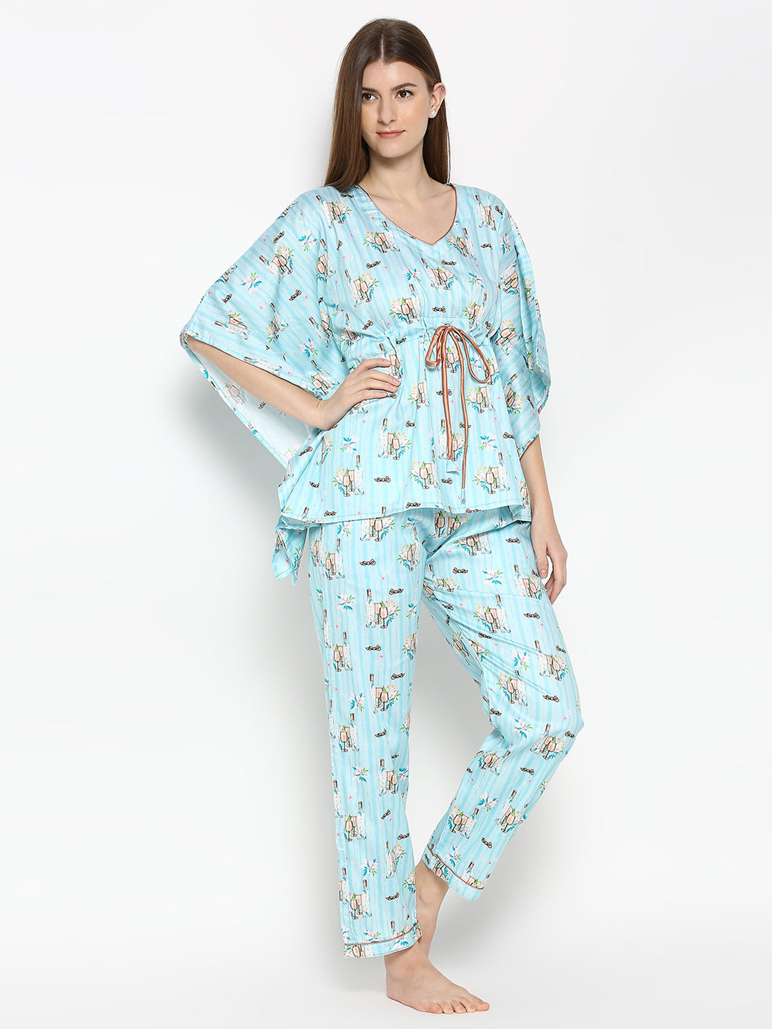 Bright Like Bubbly Kaftan Pj Set - Pure Cotton Pj Set in Kaftan Style