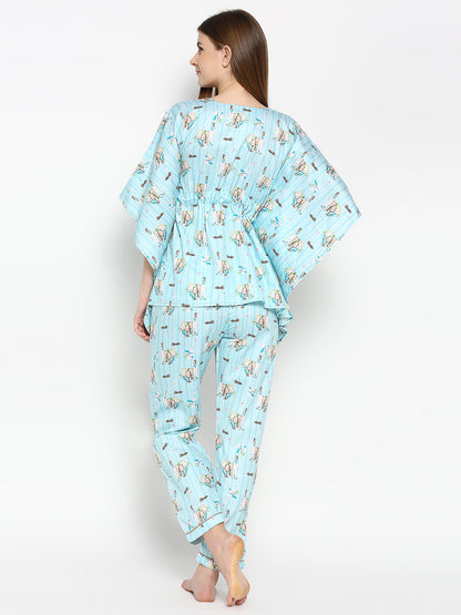 Bright Like Bubbly Kaftan Pj Set - Pure Cotton Pj Set in Kaftan Style